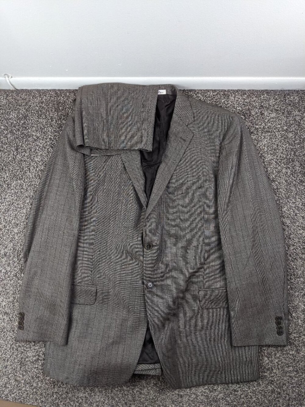 NWT Bespoke Joseph Abboud 44R Suit Marzotto Super 100s Wool Sharkskin Striped
